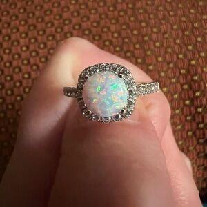 Modern Gents Opal Halo Engagement Ring